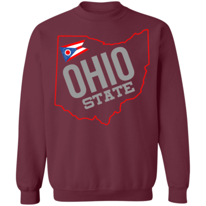 Ohio State Map Flag Ohio State Buckeyes Crewneck Sweatshirt - Image 2