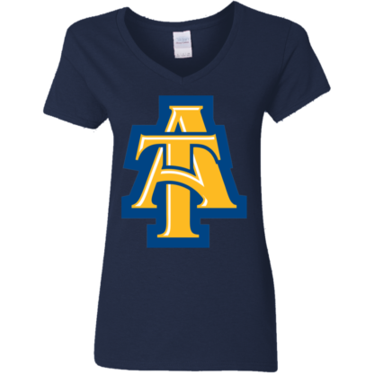 NCAT North Carolina A&T Aggies Logo Ladies' V-Neck T-Shirt - Image 3