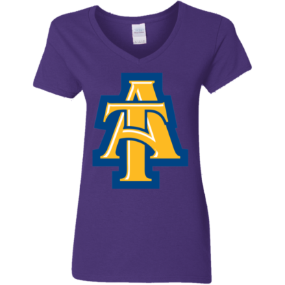 NCAT North Carolina A&T Aggies Logo Ladies' V-Neck T-Shirt - Image 4